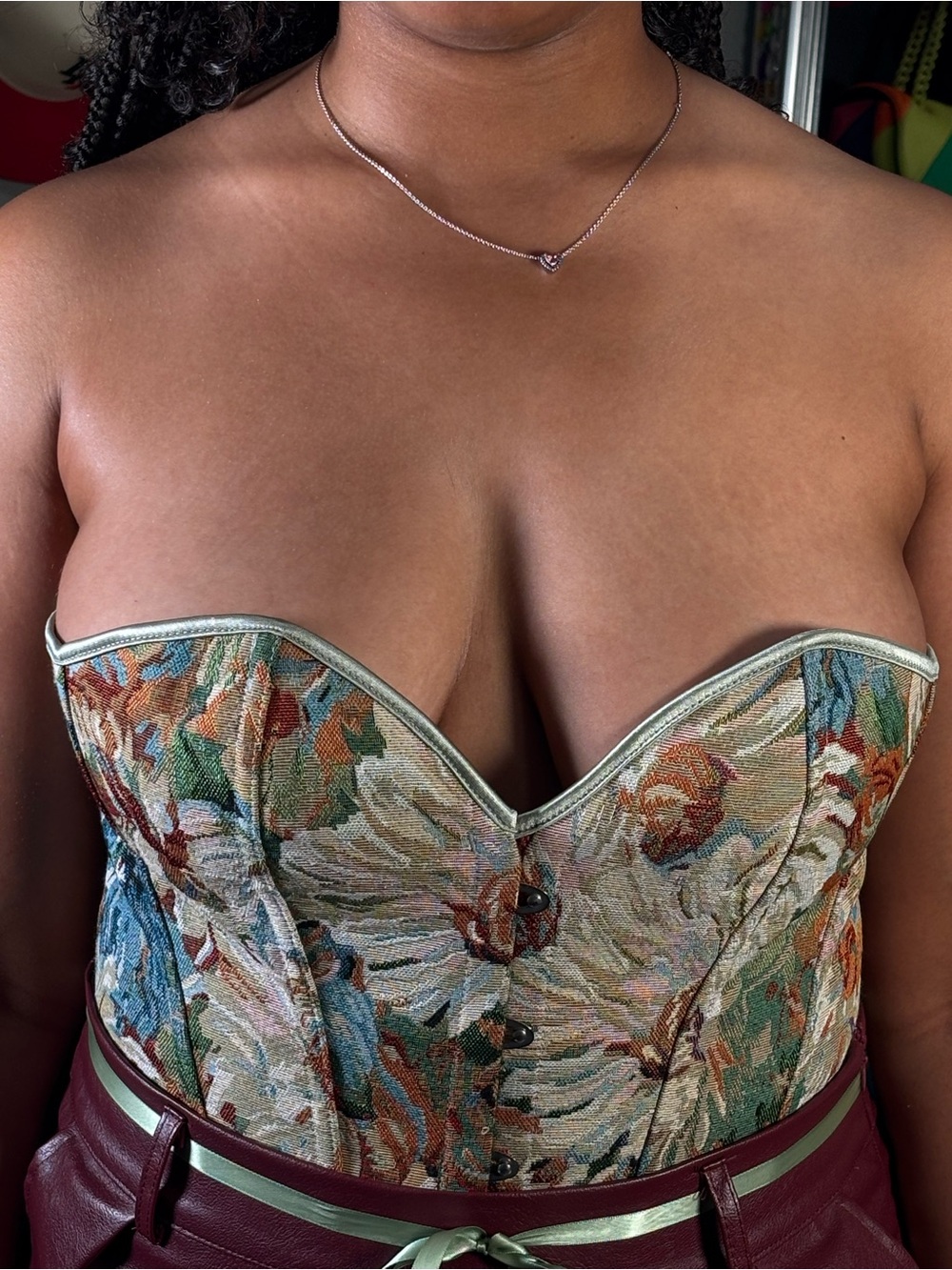 Floral Tapestry Corset Top - Multicolor